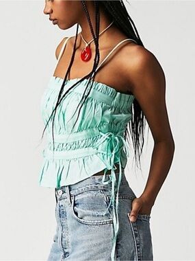 Free People Gabby Tube Top Crop Size Small READ Harbor Mint